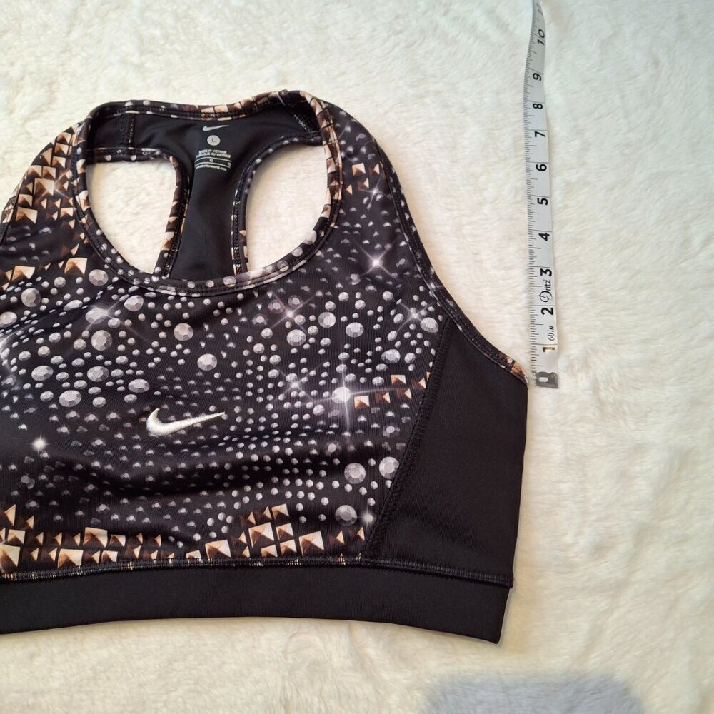Nike Diamonds Graphic Sports Bra Sz L Racerback Removable Pads Workout Grunge - Picture 9 of 11